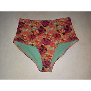 Women's Topshop Pink Floral High Waist Bikini Bottoms Size 4 NWOT